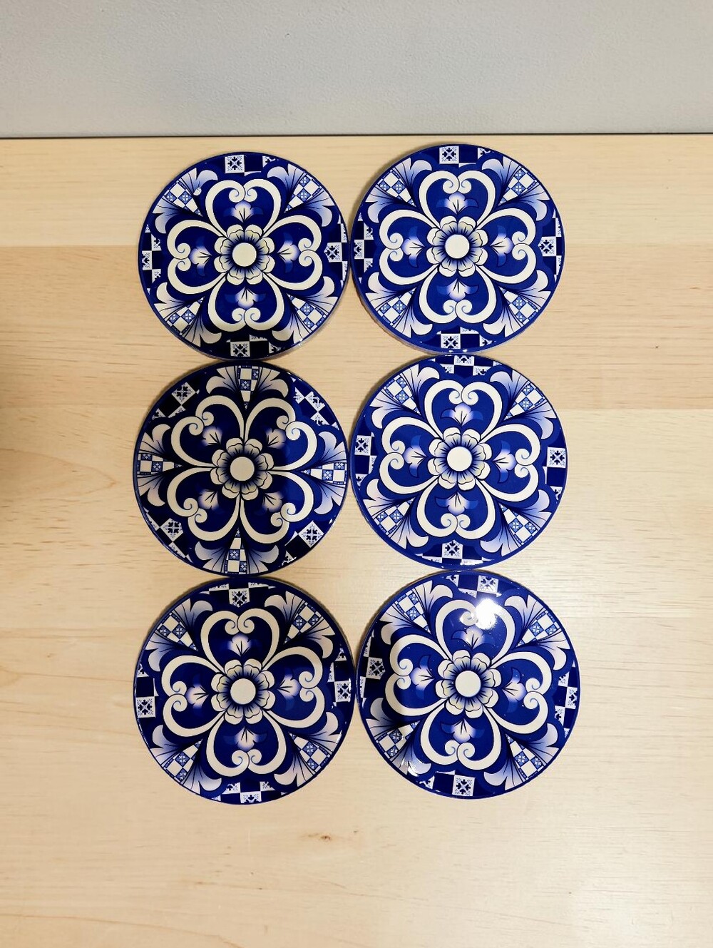 NEW Brandani Italy Set of 6 Coasters Ceramic-Cork Sicilian Red Theme 4" NWT